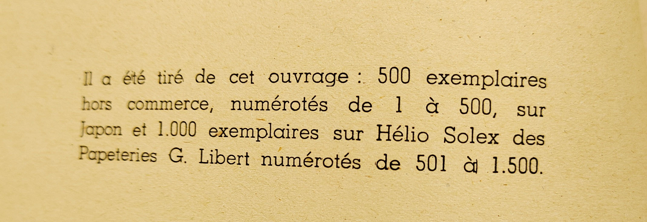 Limitation statement in Limited first edition of La Liberation De Paris (1944)