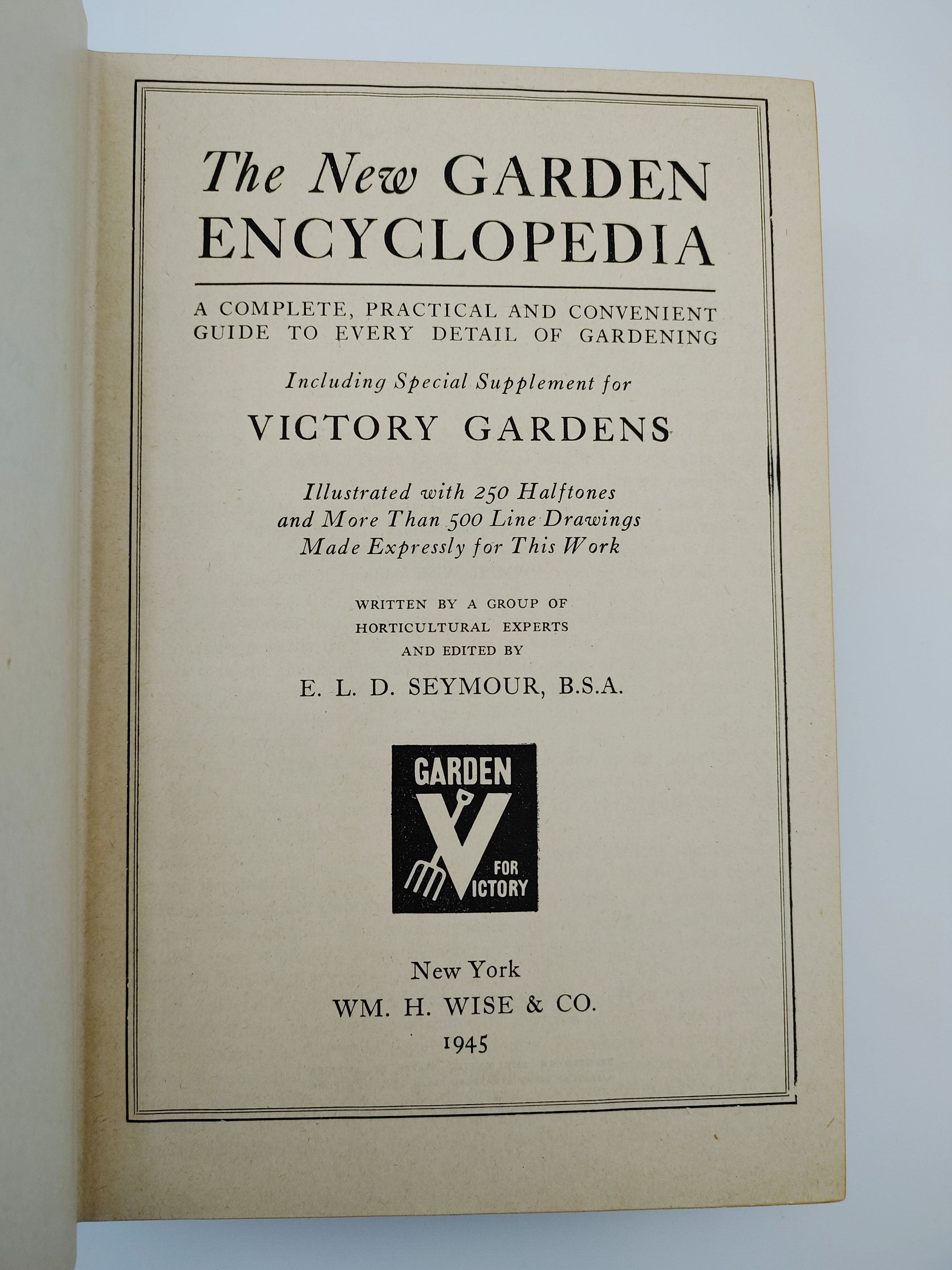 TItle page of the wartime edition of The New Garden Encyclopedia with the Victory Garden supplement (1945)
