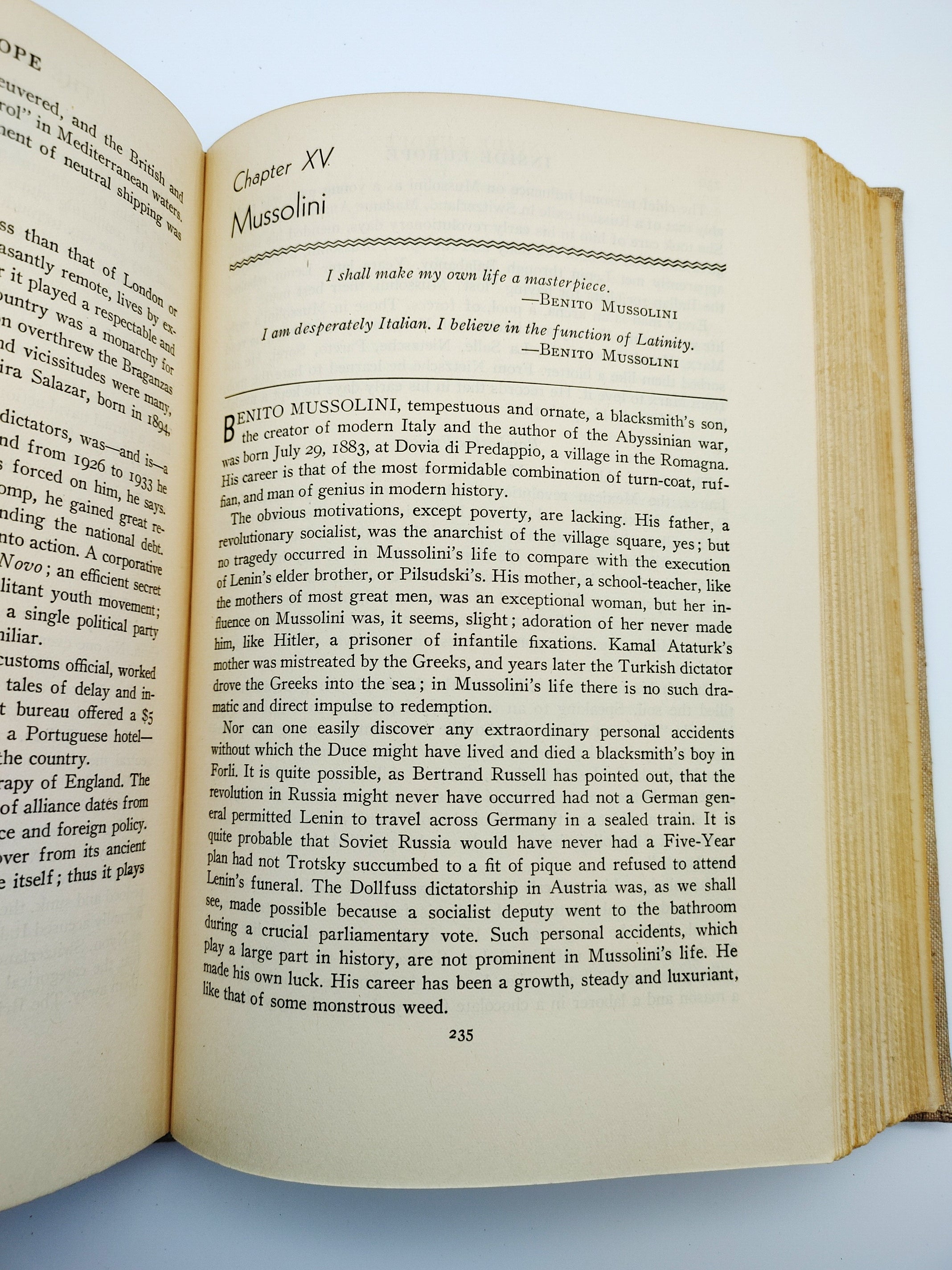Text page about Mussolini from John Gunther's Inside Europe (1940)