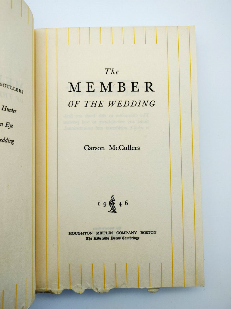Title page of the first edition of McCullers' The Member of the Wedding (1946)