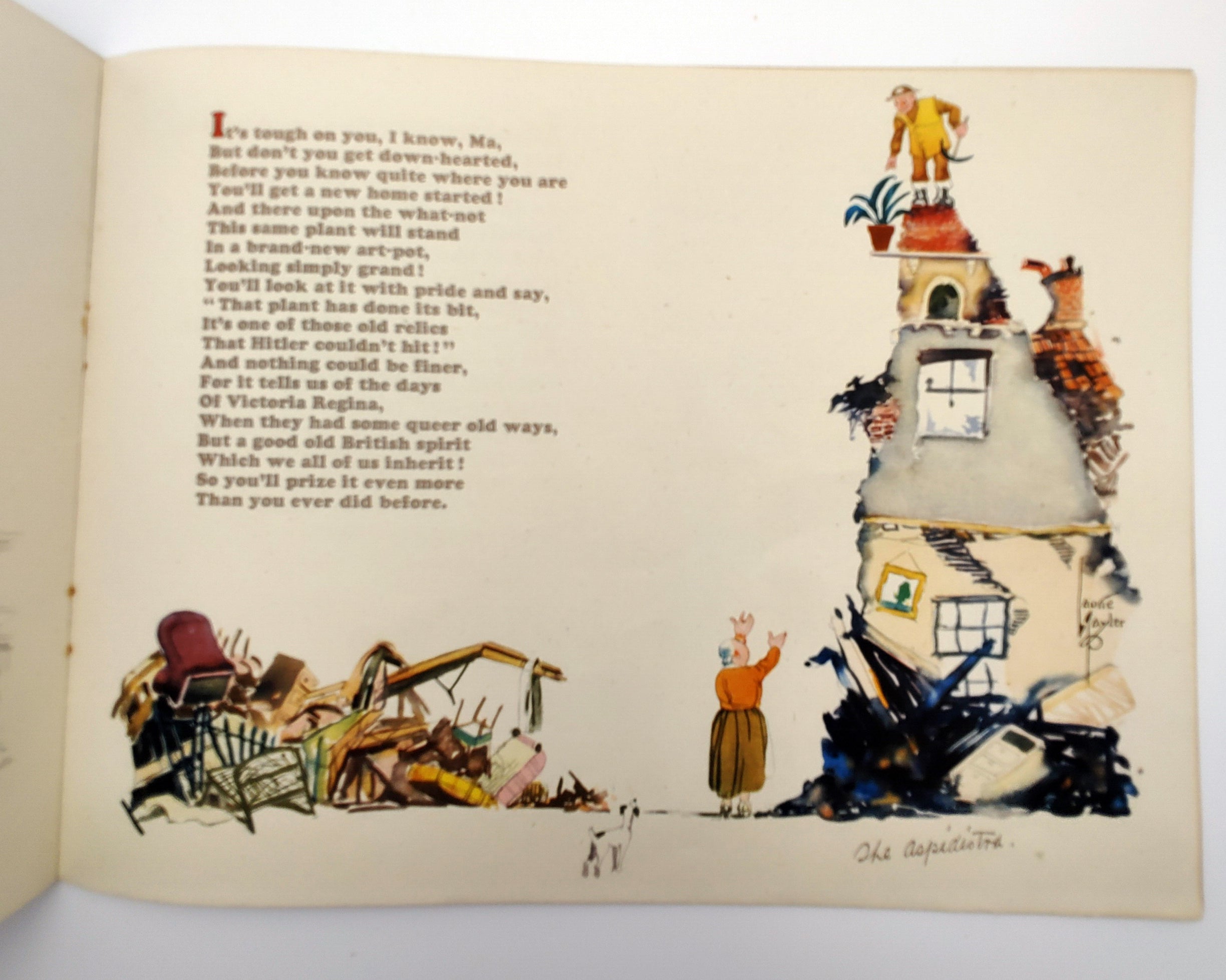 Bombing illustration and poem from the first edition of Laugh It Off (1941)