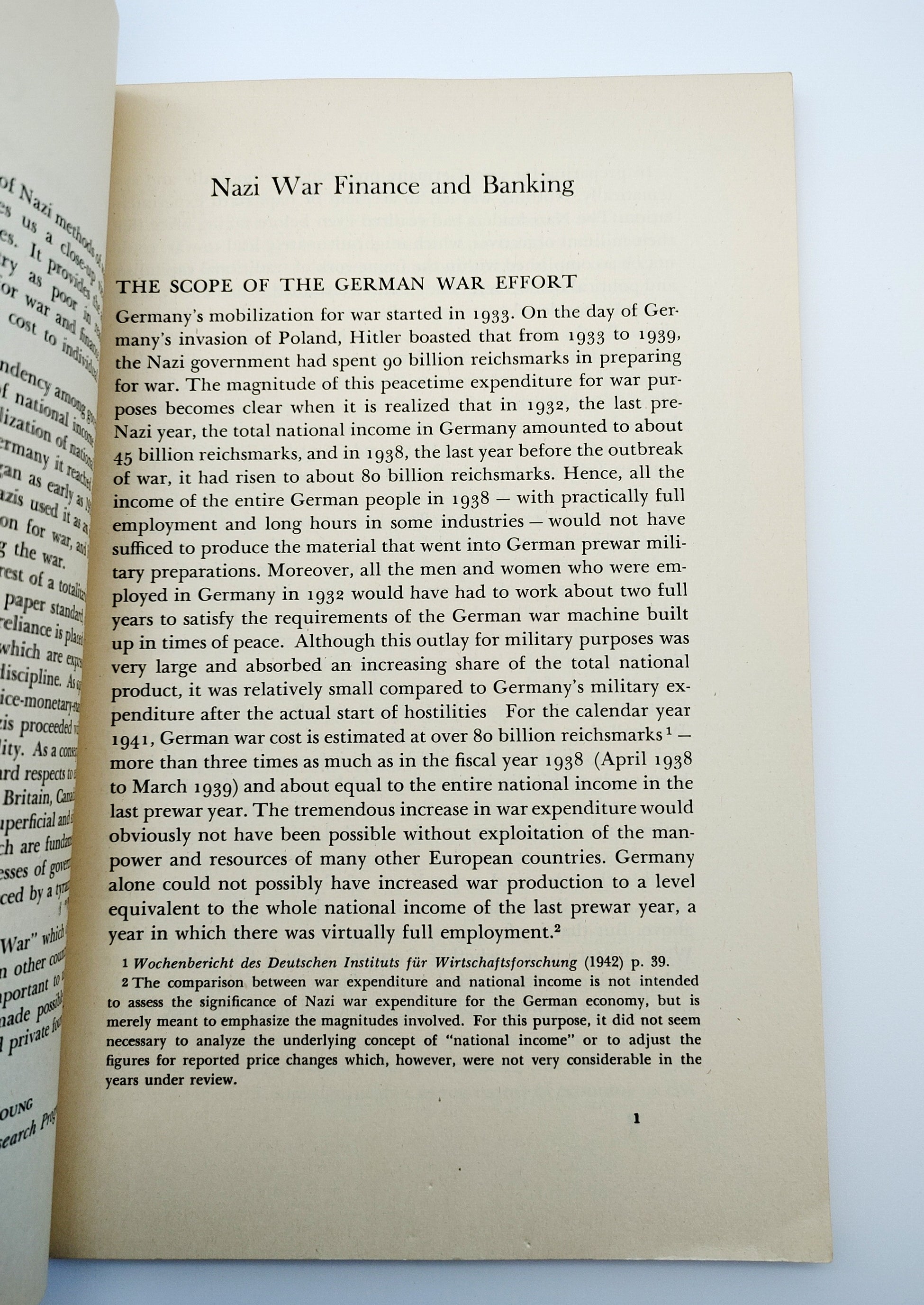 the first edition of Otto Nathan's Nazi War Finance and Banking (1944)