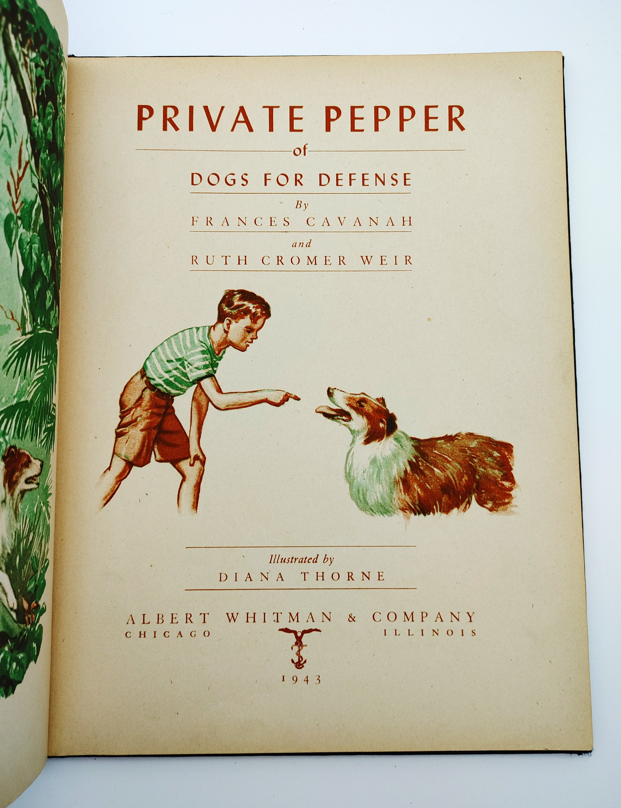 Title page of the first edition of Private Pepper of Dogs for Defense (1943)