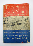 the first American edition of Curie's They Speak for a Nation: Letters from France (1941)