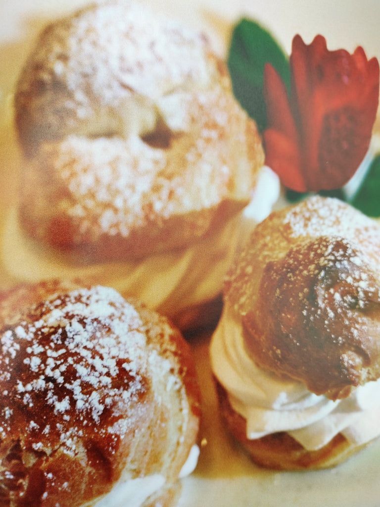 Cream puff picture from the first edition of Julia Child's and Jacques Pepin's Cooking at Home (1999)