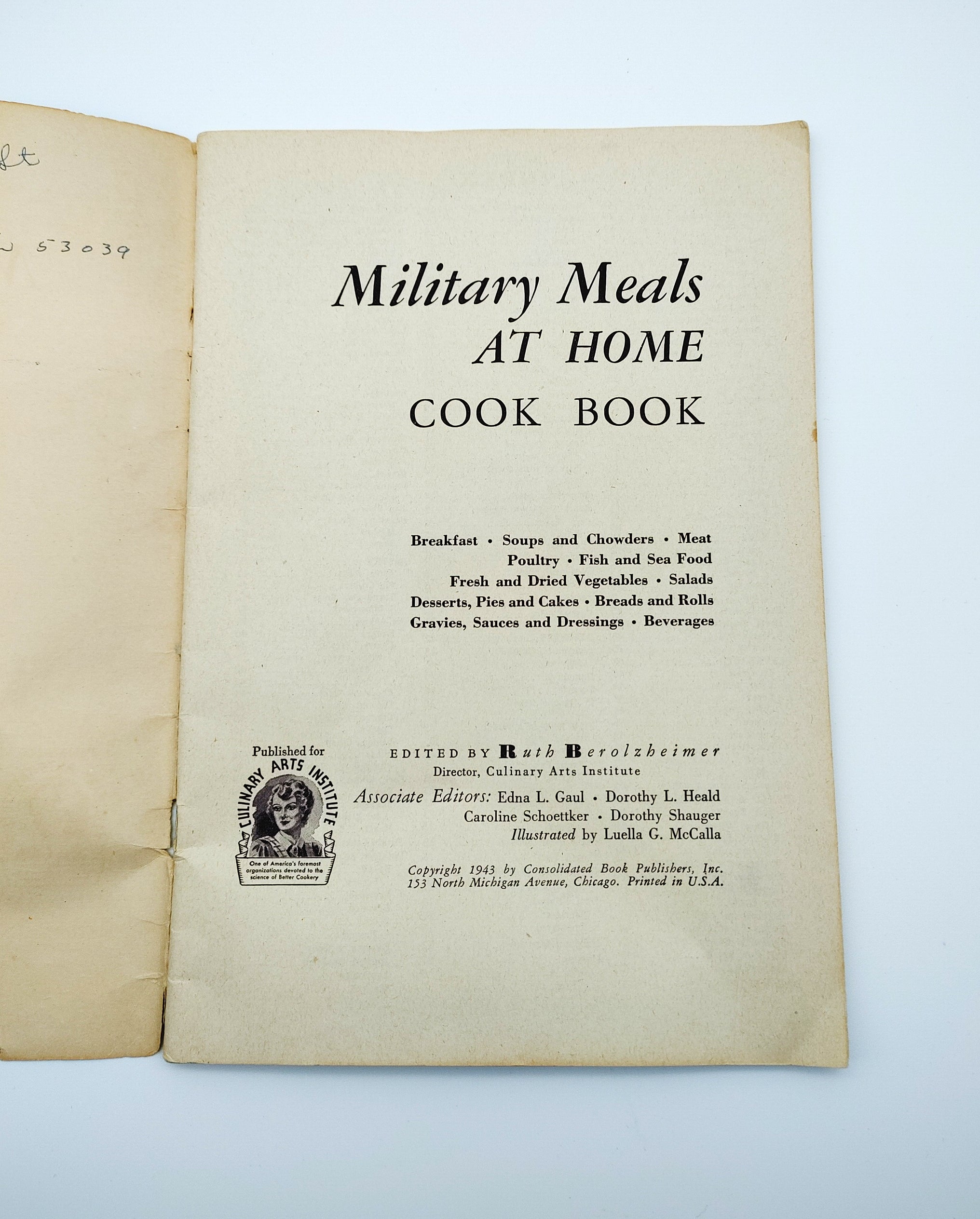 The Military Meals at Home Cook Book (1943) Opal Rare Books