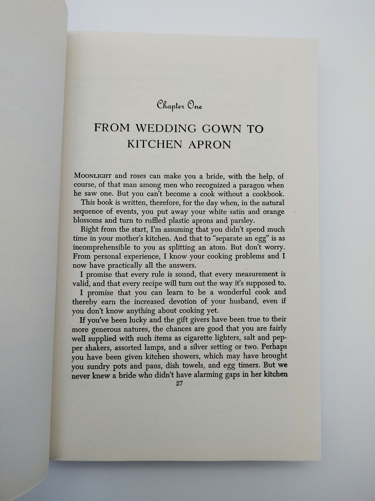 Chapter one of the first edition of Malone's Cook Book for Brides (1947)