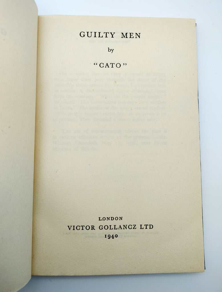 Title page of Cato's Guilty Men, (1940)