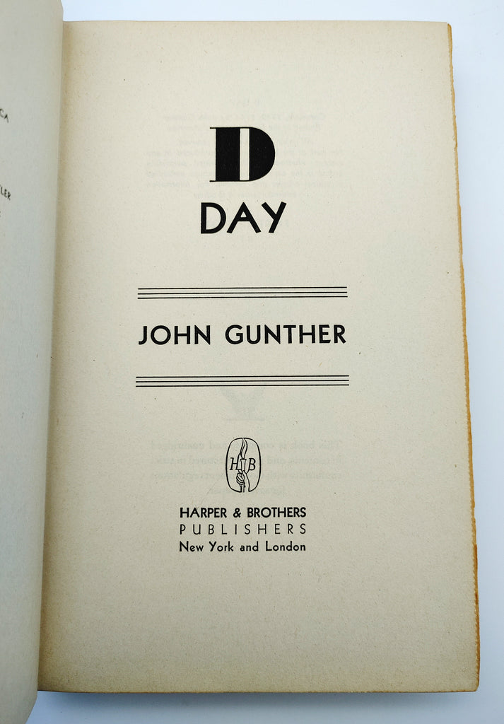 Title page of first edition of Gunther's D Day (1944)