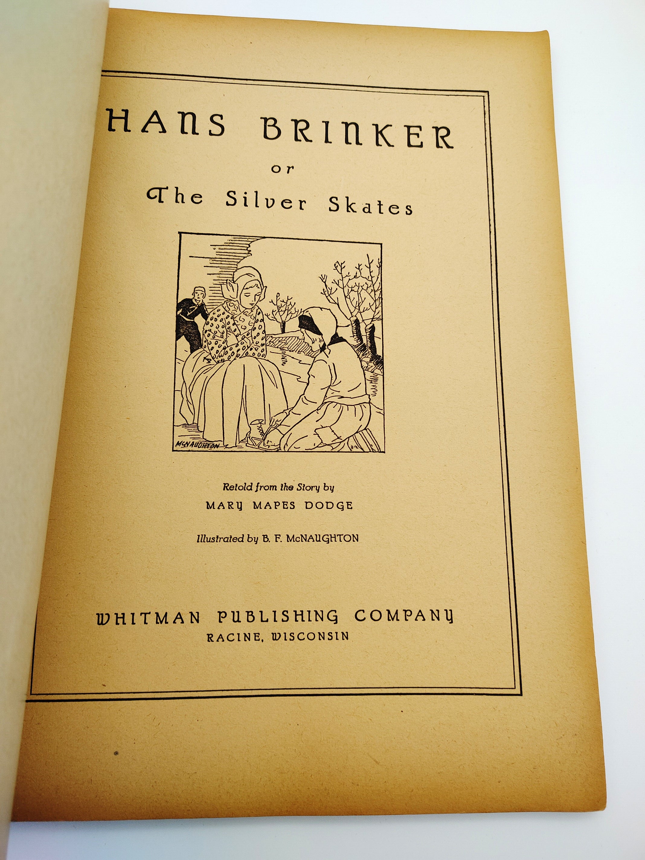 Illustrated title page of Hans Brinker or The Silver Skates (1938)