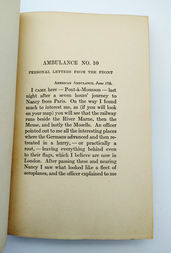 first edition of Buswell's Ambulance No. 10: Personal Letters from the Front (1916)